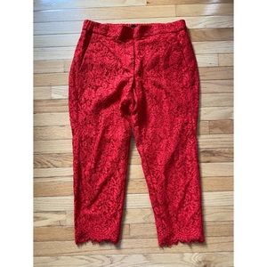 J. Crew Factory Red Lace Ankle Pants